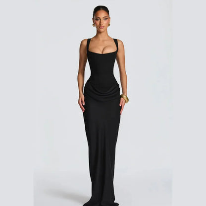 Robe Longue Sirène en Satin Froncé – Épaule Asymmétrique & Découpe | Coupe Slim Luxe 2026