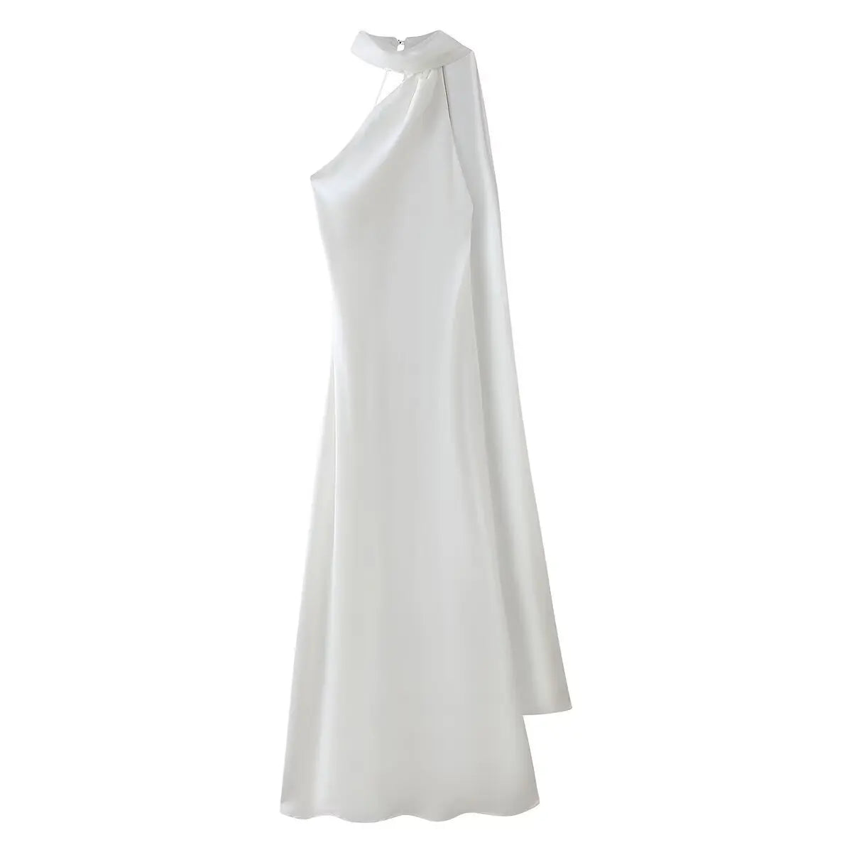 Robe Longue Satin de Soie Luxe – Col Halter, Dos Nu & Sans Manches | Gala & Cérémonie