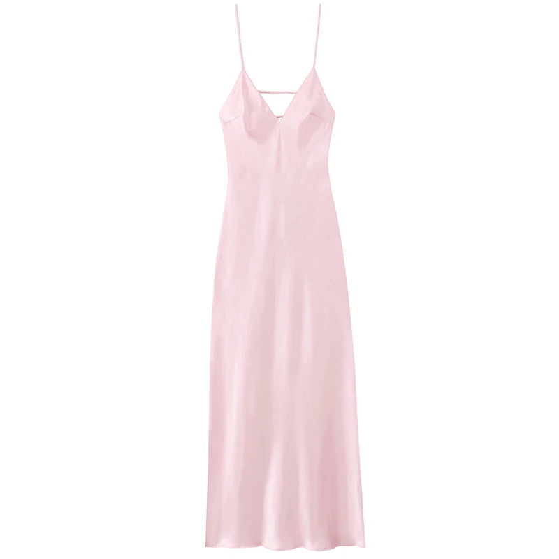 Robe Nuisette Satin Été - Bretelles Fines