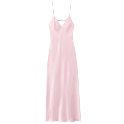 Robe Nuisette Satin Été - Bretelles Fines
