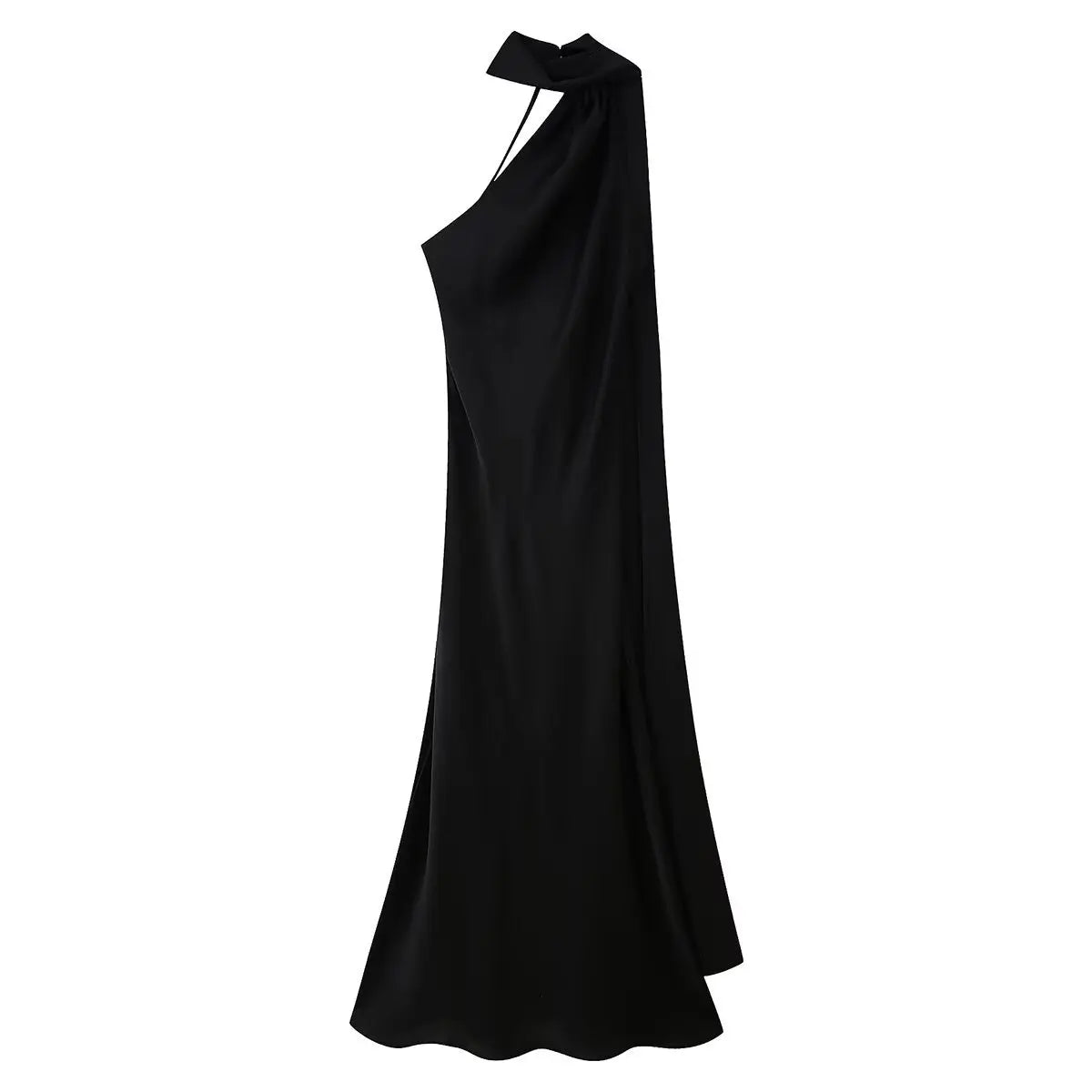 Robe Longue Satin de Soie Luxe – Col Halter, Dos Nu & Sans Manches | Gala & Cérémonie