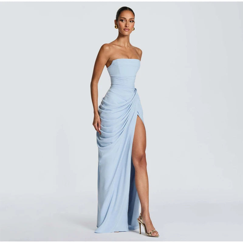 Robe Longue Sirène en Satin Froncé – Épaule Asymmétrique & Découpe | Coupe Slim Luxe 2026