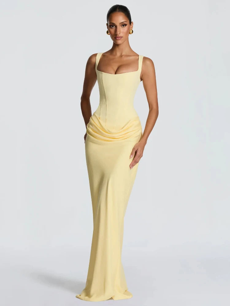 Robe Longue Sirène en Satin Froncé – Épaule Asymmétrique & Découpe | Coupe Slim Luxe 2026
