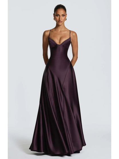 Robe Longue Sirène en Satin Froncé – Épaule Asymmétrique & Découpe | Coupe Slim Luxe 2026
