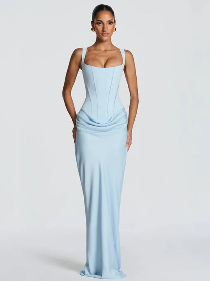 Robe Longue Sirène en Satin Froncé – Épaule Asymmétrique & Découpe | Coupe Slim Luxe 2026