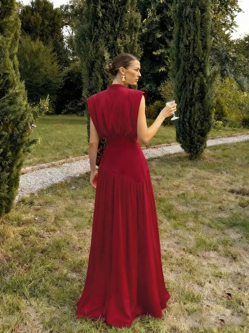 Robe Longue Élégante en Satin – Col V Plongeant, Fente Haute & Fluide | Invitée Mariage Luxe 2026