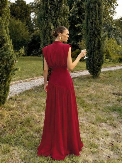 Robe Longue Élégante en Satin – Col V Plongeant, Fente Haute & Fluide | Invitée Mariage Luxe 2026