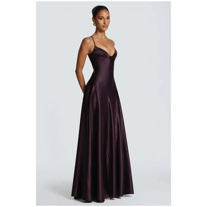 Robe Longue Sirène en Satin Froncé – Épaule Asymmétrique & Découpe | Coupe Slim Luxe 2026