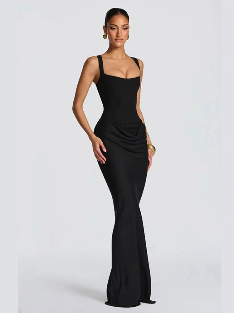 Robe Longue Sirène en Satin Froncé – Épaule Asymmétrique & Découpe | Coupe Slim Luxe 2026