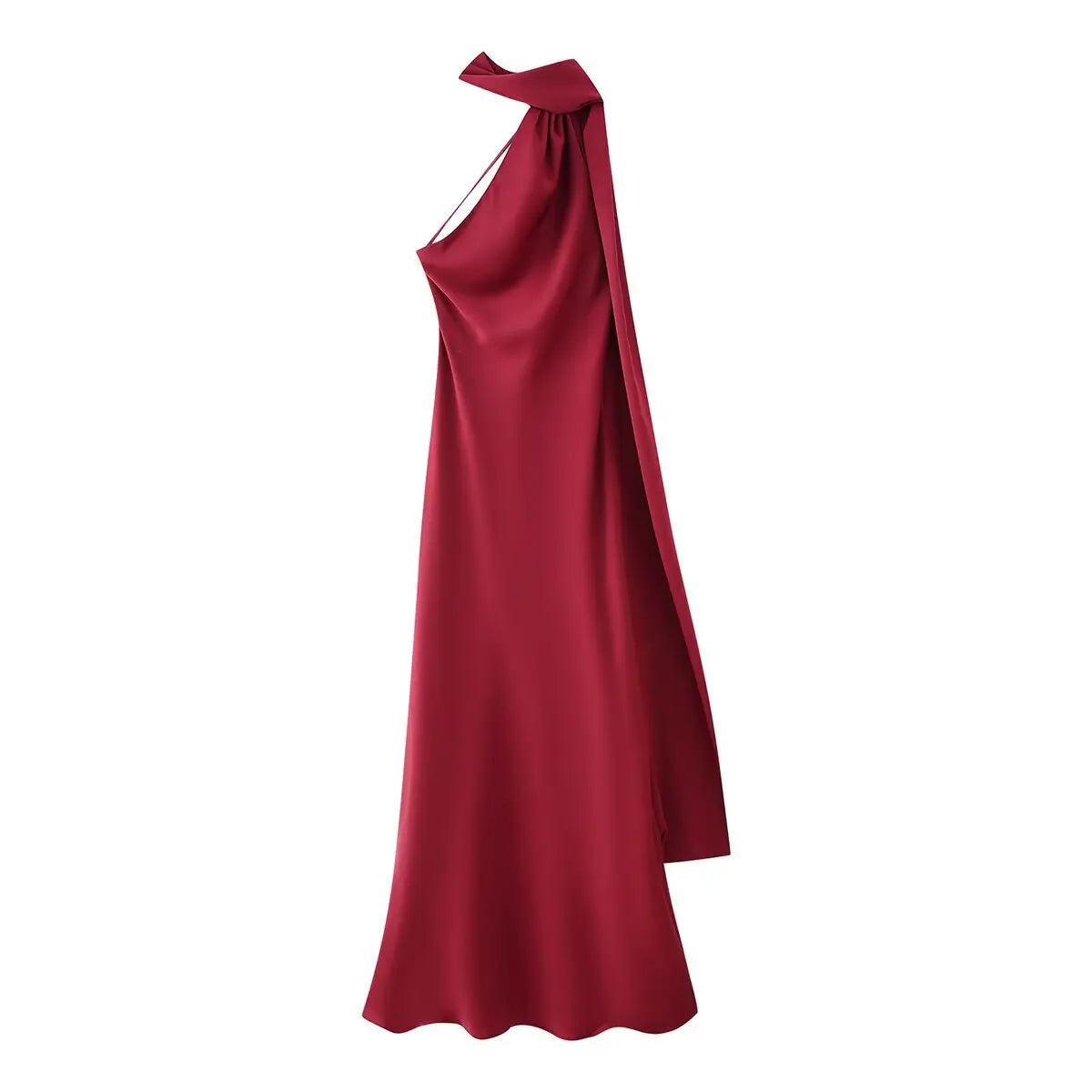 Robe Longue Satin de Soie Luxe – Col Halter, Dos Nu & Sans Manches | Gala & Cérémonie