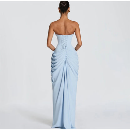 Robe Longue Sirène en Satin Froncé – Épaule Asymmétrique & Découpe | Coupe Slim Luxe 2026