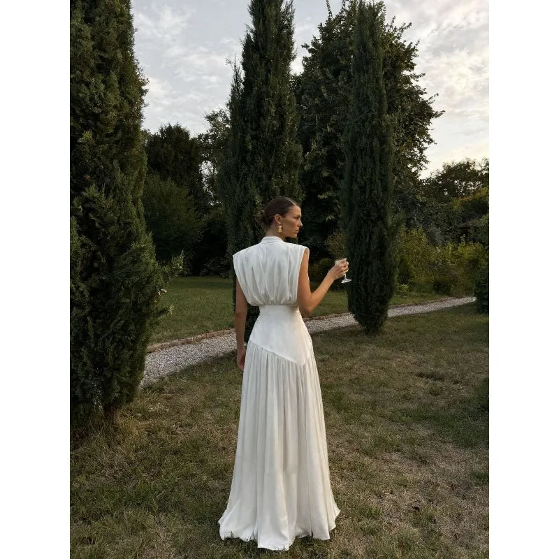 Robe Longue Élégante en Satin – Col V Plongeant, Fente Haute & Fluide | Invitée Mariage Luxe 2026