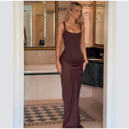 Robe Longue Sirène en Satin Froncé – Épaule Asymmétrique & Découpe | Coupe Slim Luxe 2026