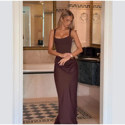 Robe Longue Sirène en Satin Froncé – Épaule Asymmétrique & Découpe | Coupe Slim Luxe 2026