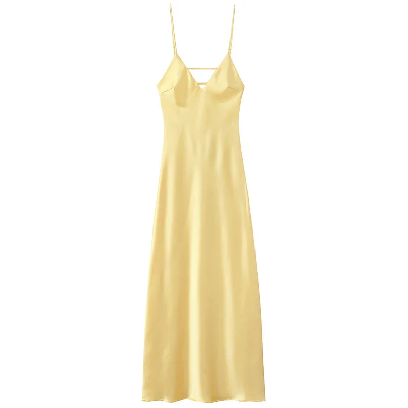 Robe Nuisette Satin Été - Bretelles Fines