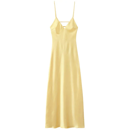Robe Nuisette Satin Été - Bretelles Fines